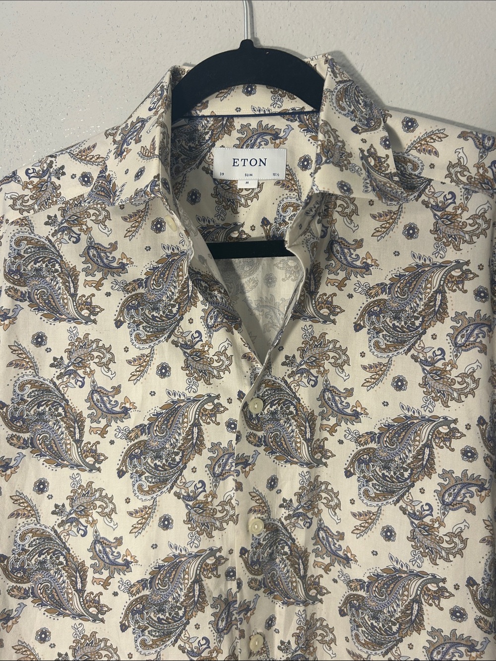 Eton Slim Fit Paisley Dress Shirt 39 15.5 Luxury 100% Cotton